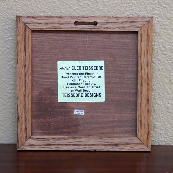 1986 Cleo Teissedre Tile Trivet of Three Navajo Women in Pink and Light Blue - Picture 4 of 9